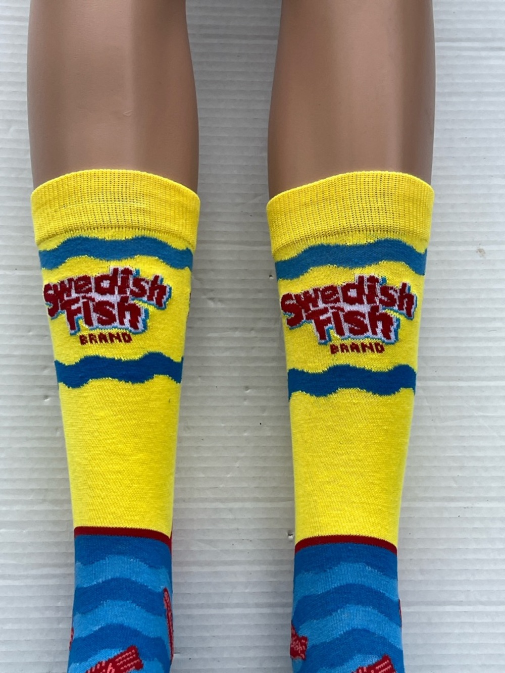 Swedish Fish Yellow & Blue Novelty Crew Socks - Picture 3 of 7